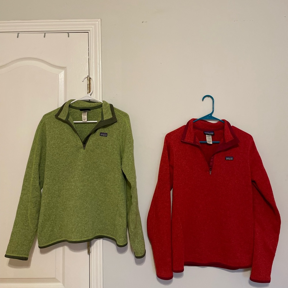 Set of 2 PATAGONIA Pullovers Red & Green Womens Medium